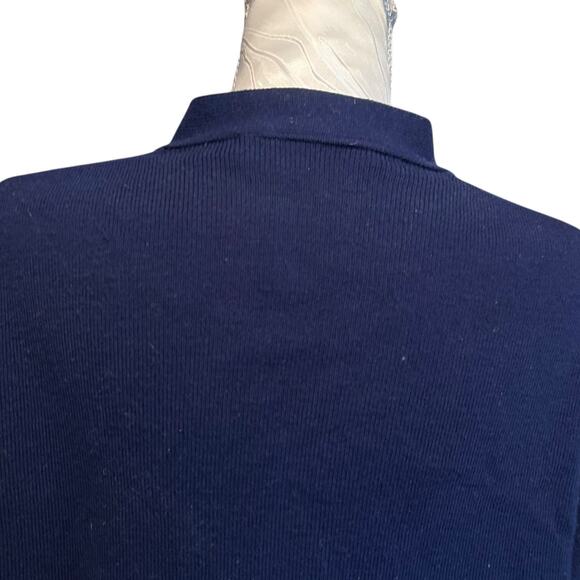 Vintage Pitlochry Navy Blue Cardigan Sweater Women Sz Medium Floral Embroidered - Picture 14 of 16